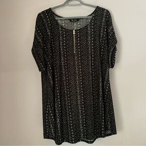 Lily Morgan 2X Black Geometric Print Tunic Top Boho